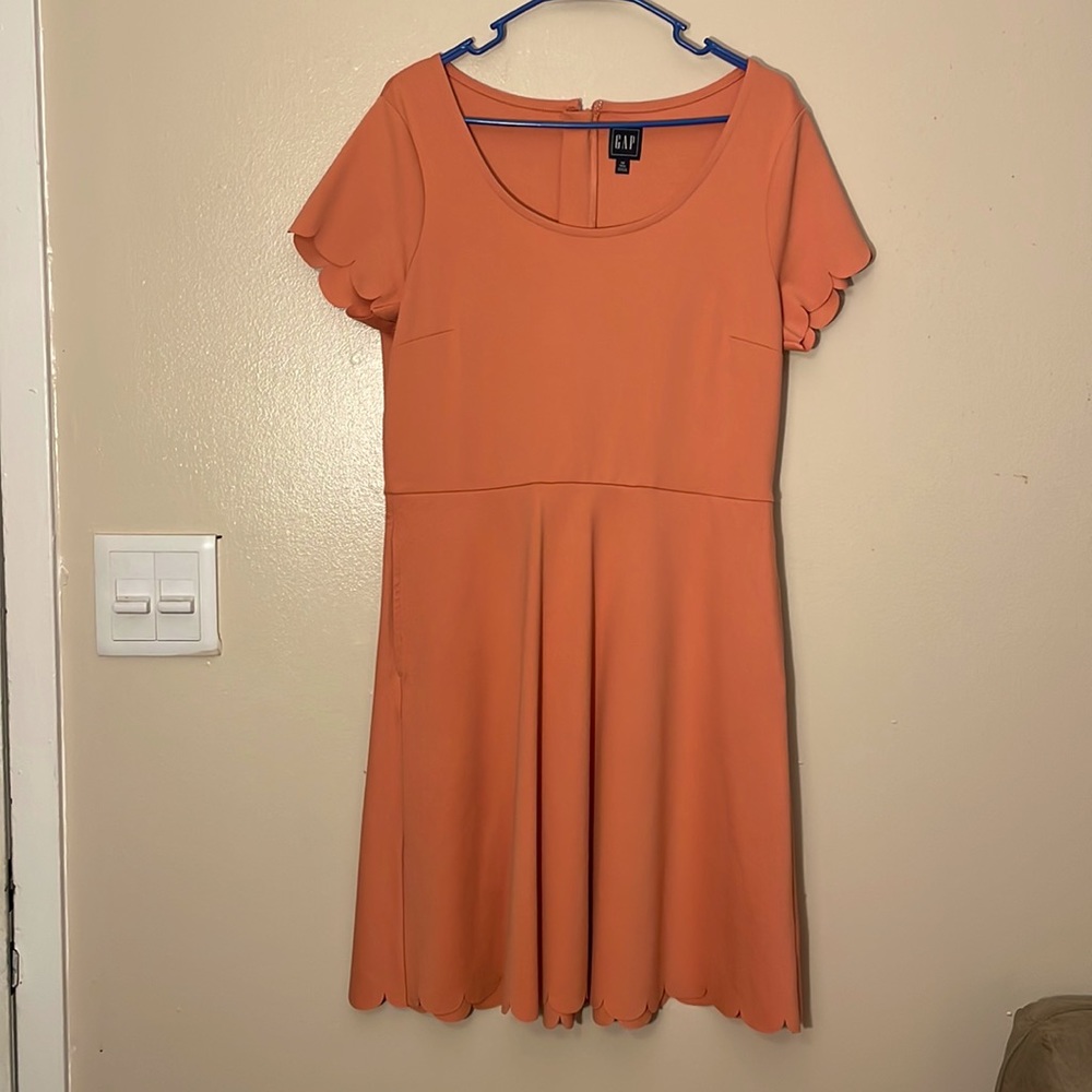 Gap 12 Tall Coral Scallop Dress